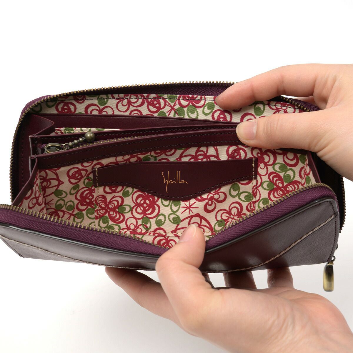 シビラ長財布sybilla財布ラウンドファスナーカデネータレディース小銭入れありブランドロングウォレットウォレットかわいいおしゃれ大容量本革5470552