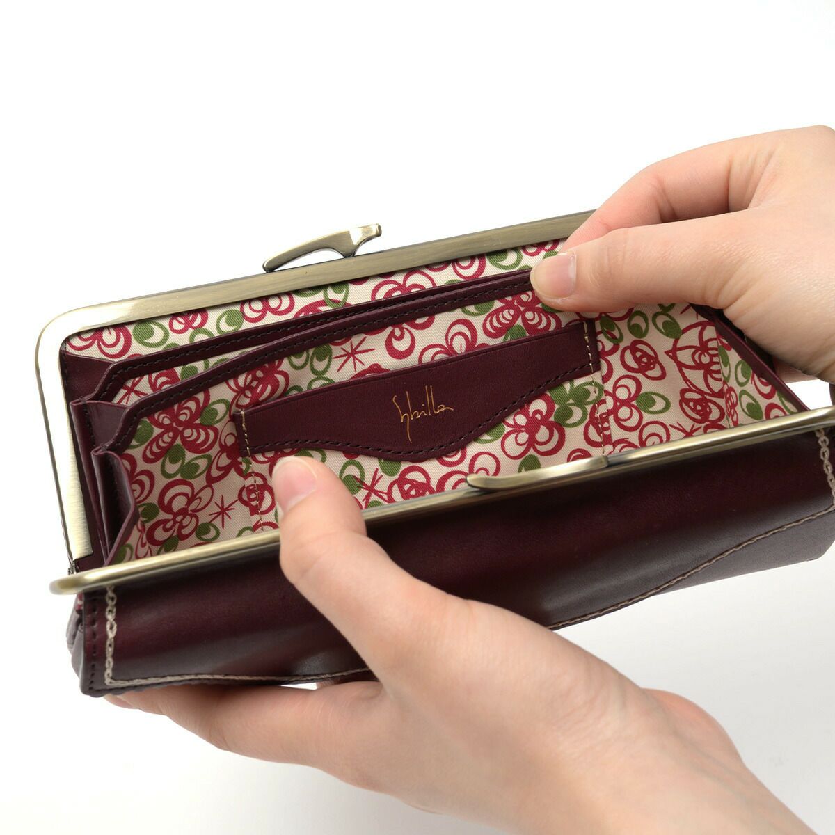 シビラ長財布sybilla財布がま口カデネータレディース小銭入れありブランドロングウォレットウォレットかわいいおしゃれ大容量本革5470554