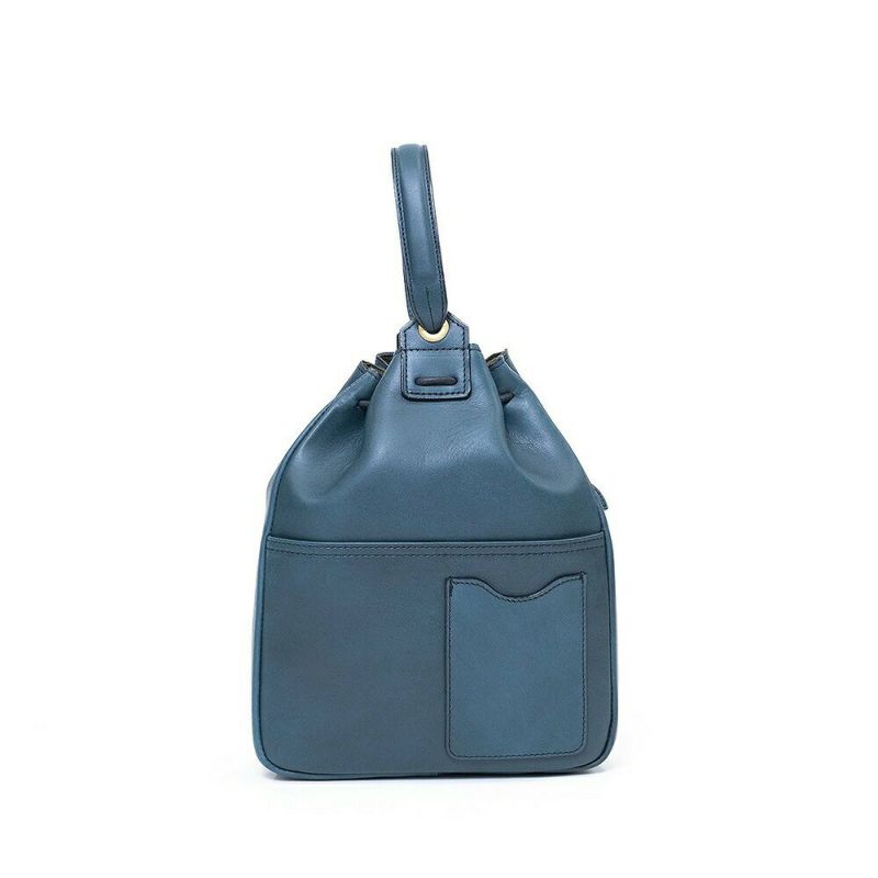 シルバーレイククラブオイルレザーシリーズ巾着型手提げバッグ