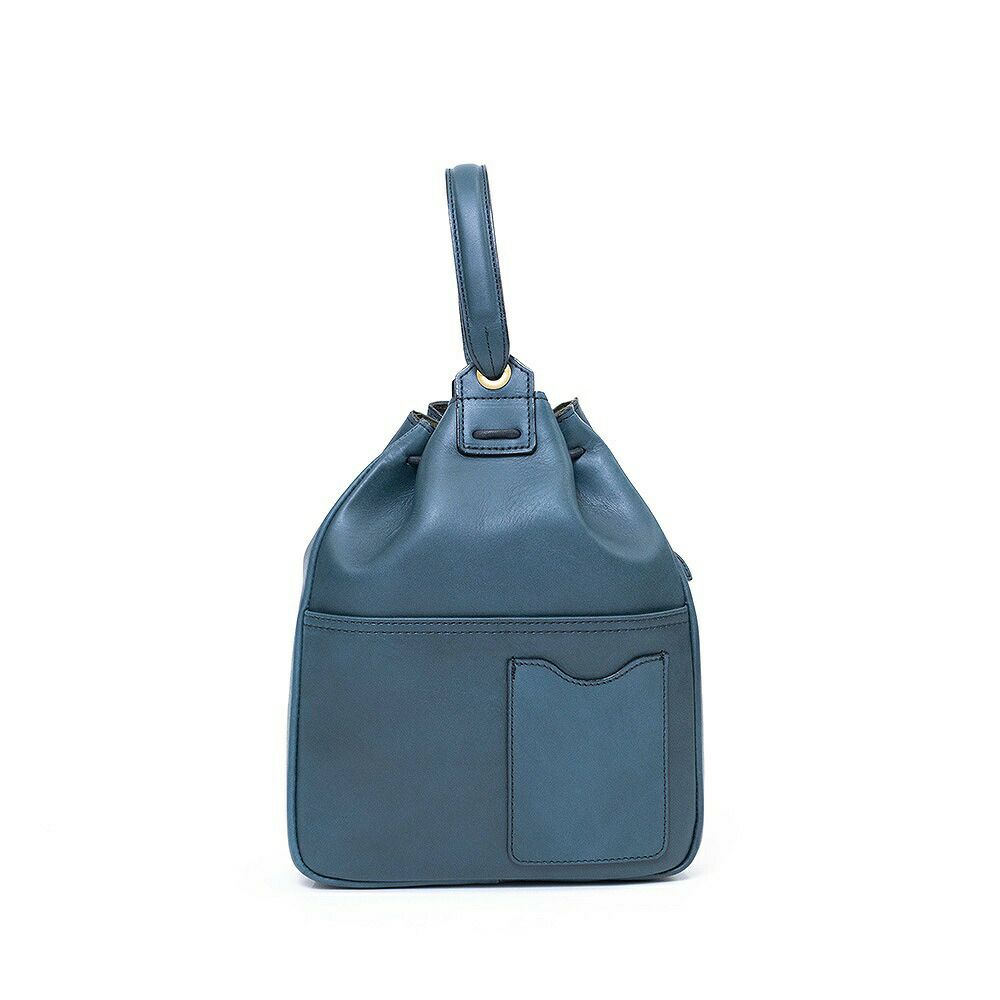 シルバーレイククラブオイルレザーシリーズ巾着型手提げバッグ