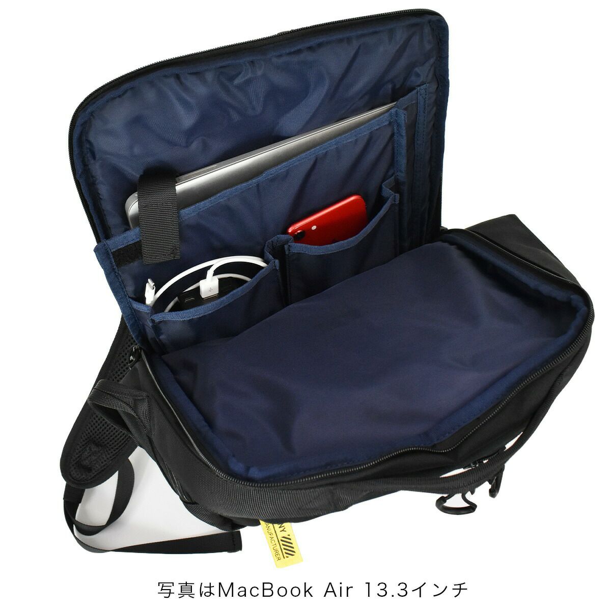 AVIREX(アヴィレックス)スーパーホーネットスクエア型リュックサック19Lビジネスリュック防水リュック撥水リュックPC収納クロコンアカ