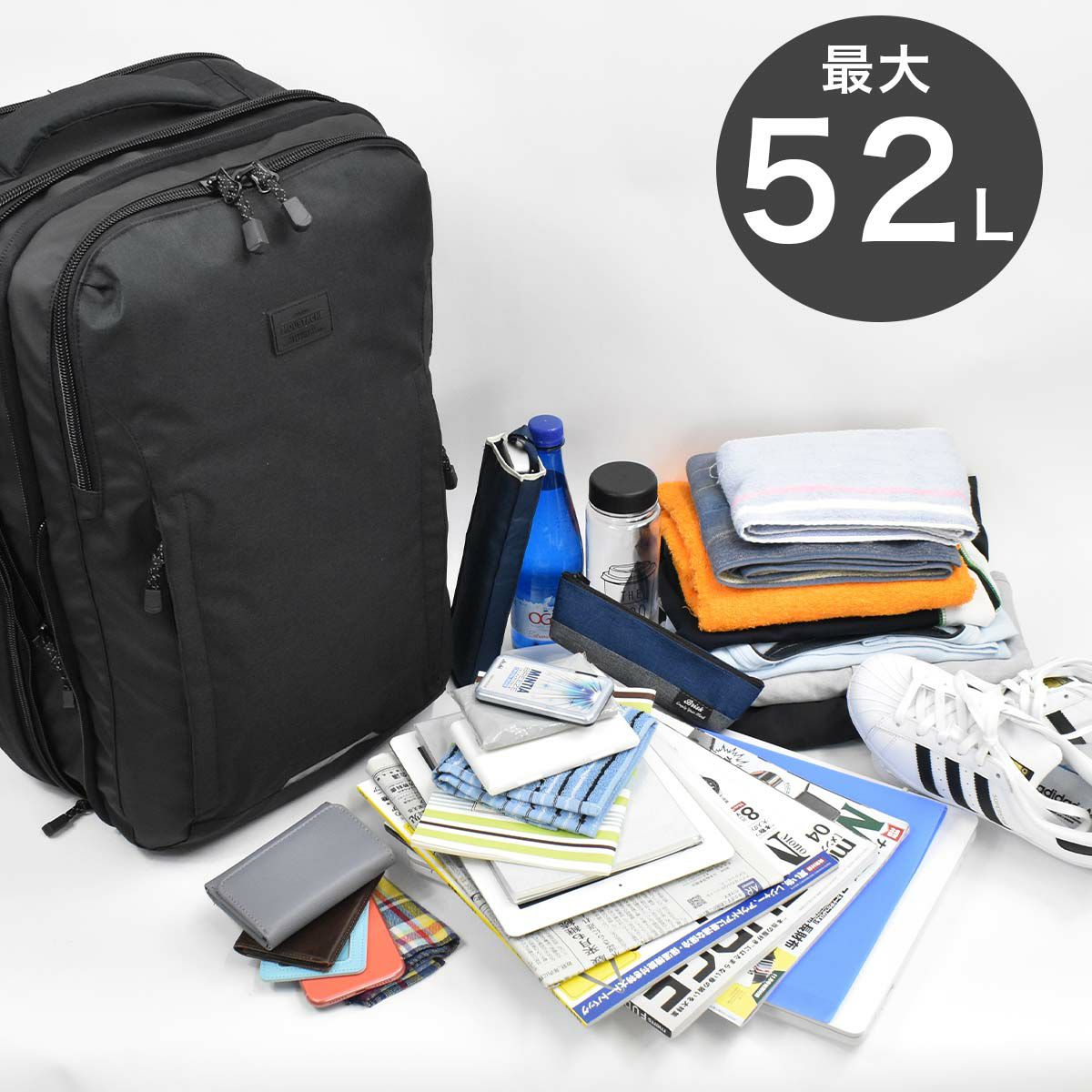 【限定エコバッグプレゼント】MOUSTACHEムスタッシュリュック大容量最大52LA3特大メンズレディースリュックサックバックパックバッグパック容量拡張おしゃれ大きい大きめスポーツリュックスポーツデカチュック登山軽い旅行撥水MIU0520