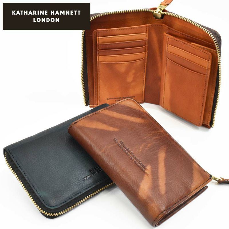 キャサリンハムネットKATHARINEHAMNETTLONDONミドルウォレット財布二つ折り縦型本革メンズレディースFLUIDフルイド革レザー2つ折り2つ折り財布二つ折り財布プレゼント男性人気ブランド大容量490-59200父の日