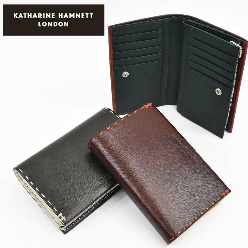キャサリンハムネットKATHARINEHAMNETTLONDONミドルウォレット財布二つ折り縦長メンズレディーステーラード2二つ折り財布ファスナー本革革レザーブランド2つ折り財布おしゃれかっこいいギフト490-58705父の日