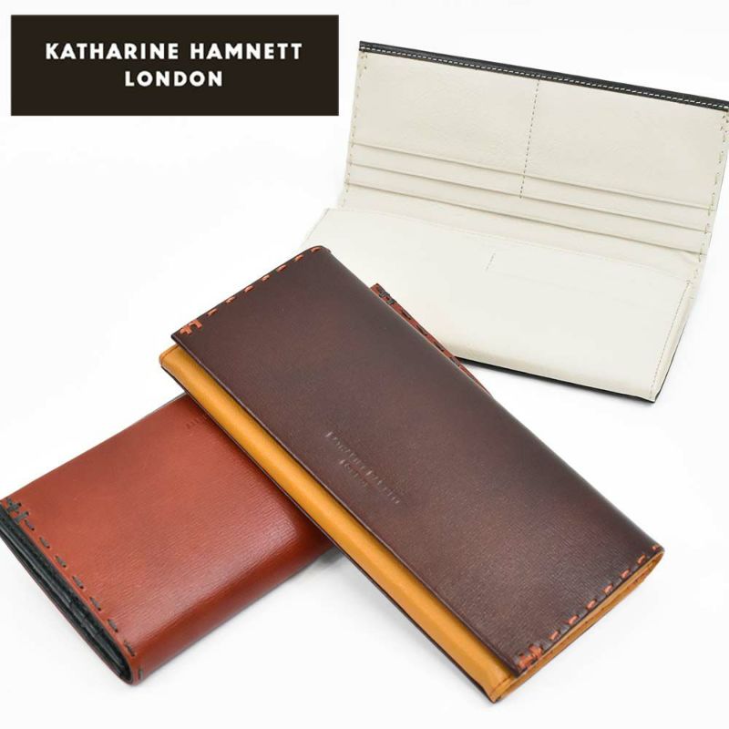 キャサリンハムネットKATHARINEHAMNETTLONDON長財布かぶせ財布本革メンズレディーステーラード2革レザープレゼント男性人気ブランド大容量薄いかぶせ型おしゃれかっこいい490-58706父の日