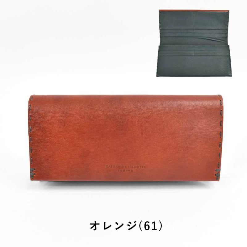 キャサリンハムネットKATHARINEHAMNETTLONDON長財布かぶせ財布本革メンズレディーステーラード2革レザープレゼント男性人気ブランド大容量薄いかぶせ型おしゃれかっこいい490-58706父の日