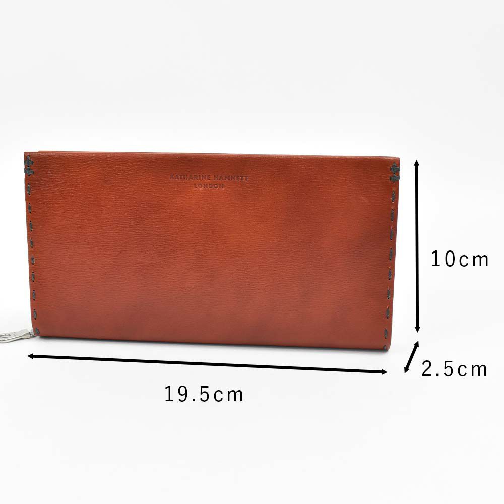 キャサリンハムネットKATHARINEHAMNETTLONDON長財布ラウンドファスナー財布本革メンズレディースカラーテーラード2革レザープレゼント男性人気ブランド大容量薄いおしゃれファスナー付き490-58707父の日