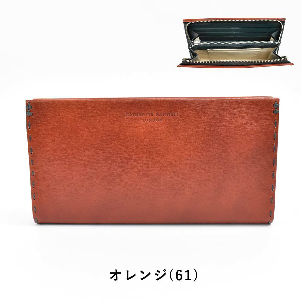 キャサリンハムネットKATHARINEHAMNETTLONDON長財布ラウンドファスナー財布本革メンズレディースカラーテーラード2革レザープレゼント男性人気ブランド大容量薄いおしゃれファスナー付き490-58707父の日