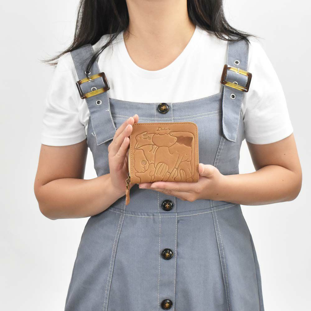 【2021新作】ダコタDakota財布二つ折りレディースアニマーレ二つ折り財布サイフ本革革レザー2つ折り2つ折り財布折りたたみブランドファスナー人気コンパクト小銭入れアニマル動物30代40代50代緑グリーン0030190