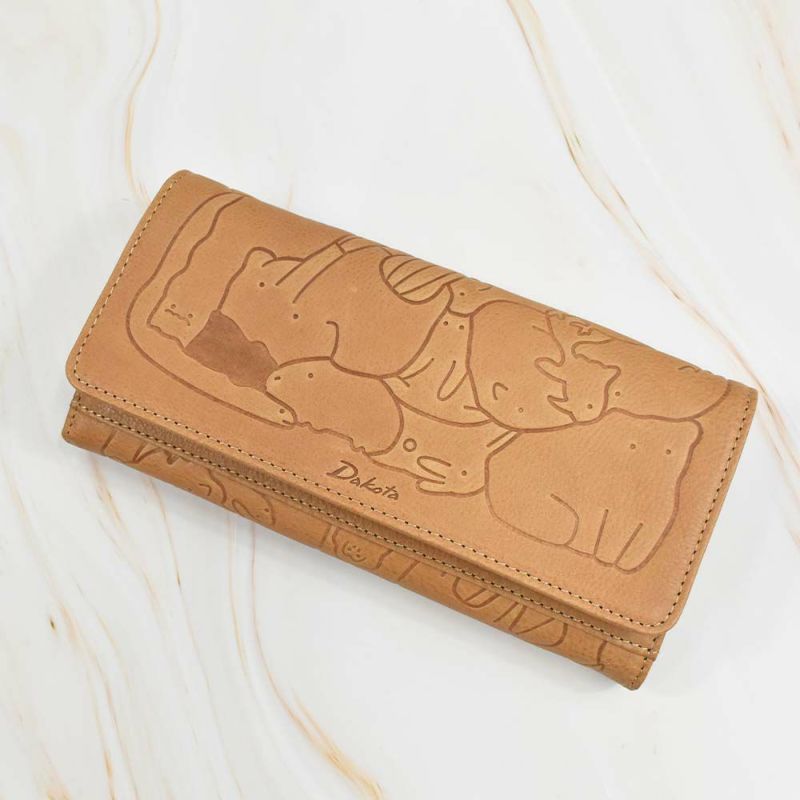 【2021新作】ダコタDakota長財布財布レディースアニマーレかぶせサイフ本革革レザーブランドファスナー人気かわいい大容量小銭入れ薄いアニマル動物30代40代50代大人緑グリーンベージュマスタード0030191