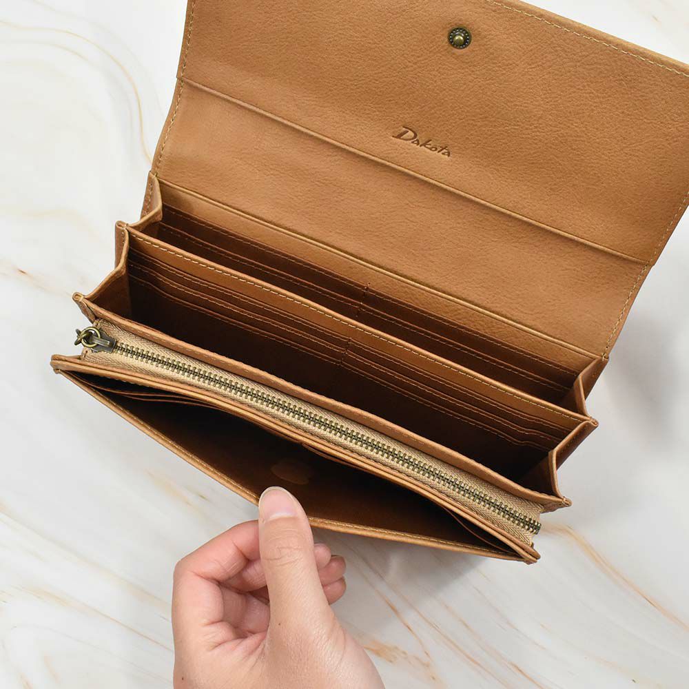 【2021新作】ダコタDakota長財布財布レディースアニマーレかぶせサイフ本革革レザーブランドファスナー人気かわいい大容量小銭入れ薄いアニマル動物30代40代50代大人緑グリーンベージュマスタード0030191
