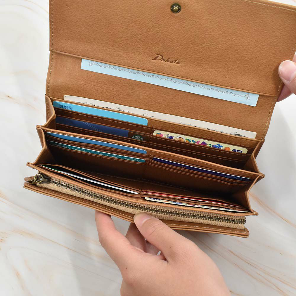 【2021新作】ダコタDakota長財布財布レディースアニマーレかぶせサイフ本革革レザーブランドファスナー人気かわいい大容量小銭入れ薄いアニマル動物30代40代50代大人緑グリーンベージュマスタード0030191