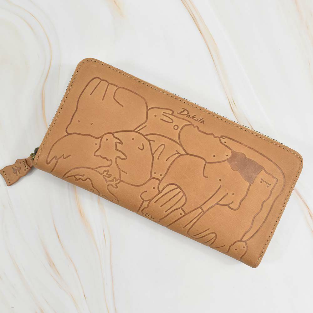 【2021新作】ダコタDakota長財布財布レディースアニマーレラウンドファスナーサイフ本革革レザーブランドファスナーかわいい大容量小銭入れアニマル動物30代40代50代大人緑グリーンベージュマスタード0030192