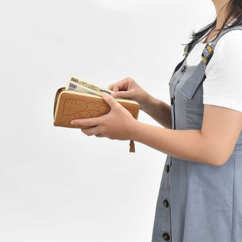 【2021新作】ダコタDakota長財布財布レディースアニマーレラウンドファスナーサイフ本革革レザーブランドファスナーかわいい大容量小銭入れアニマル動物30代40代50代大人緑グリーンベージュマスタード0030192