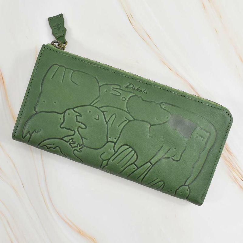 【2021新作】ダコタDakota長財布財布レディースアニマーレL字ファスナーサイフ本革革レザーブランドファスナー薄いかわいい大容量小銭入れアニマル動物30代40代50代緑グリーンベージュマスタード0030193