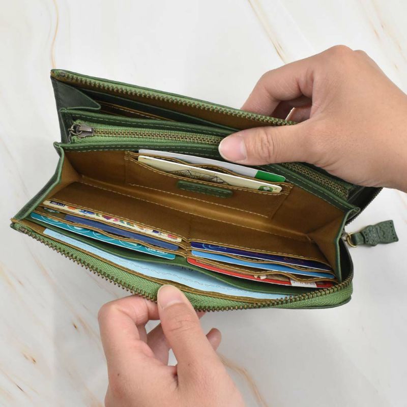 【2021新作】ダコタDakota長財布財布レディースアニマーレL字ファスナーサイフ本革革レザーブランドファスナー薄いかわいい大容量小銭入れアニマル動物30代40代50代緑グリーンベージュマスタード0030193