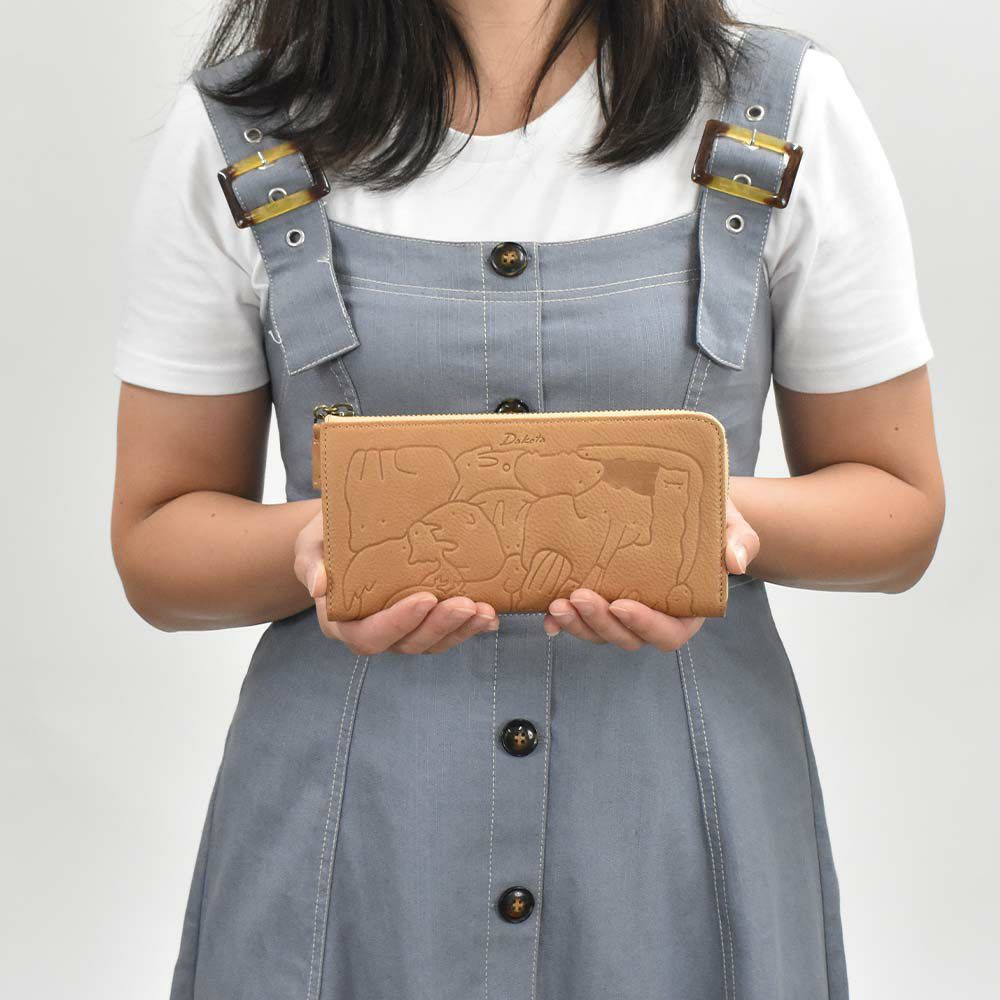【2021新作】ダコタDakota長財布財布レディースアニマーレL字ファスナーサイフ本革革レザーブランドファスナー薄いかわいい大容量小銭入れアニマル動物30代40代50代緑グリーンベージュマスタード0030193