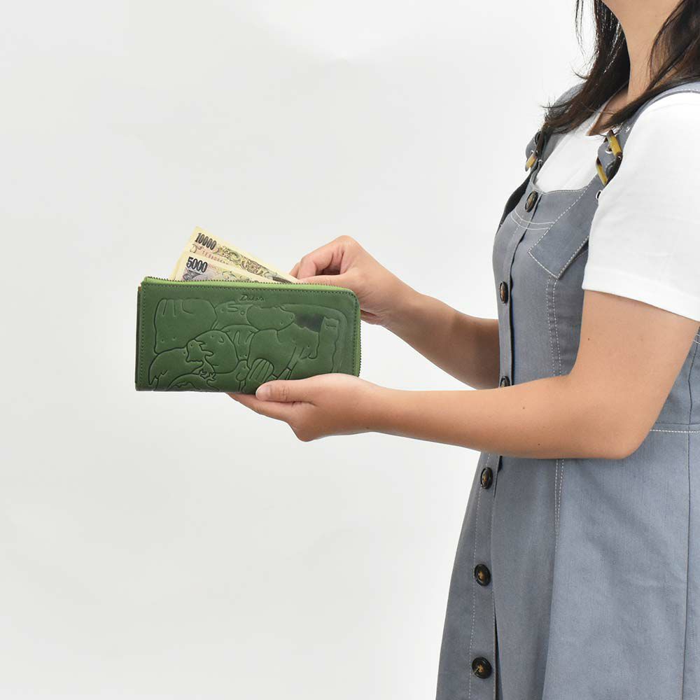 【2021新作】ダコタDakota長財布財布レディースアニマーレL字ファスナーサイフ本革革レザーブランドファスナー薄いかわいい大容量小銭入れアニマル動物30代40代50代緑グリーンベージュマスタード0030193