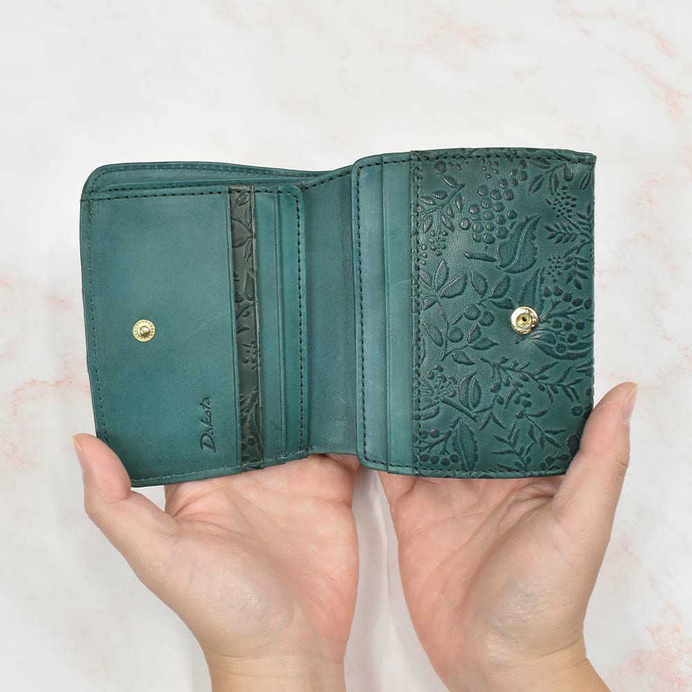 【2021新作】ダコタDakota財布二つ折りレディースミモザ二つ折り財布ミニ財布小銭入れボックス型BOX型サイフ本革革レザー2つ折り2つ折り財布ブランドファスナー人気かわいいコンパクト花柄ボタニカル0030250