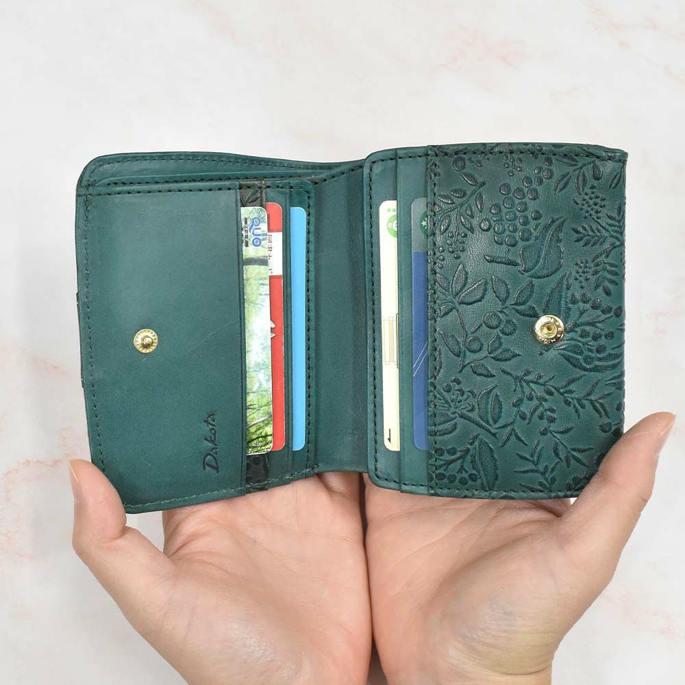 【2021新作】ダコタDakota財布二つ折りレディースミモザ二つ折り財布ミニ財布小銭入れボックス型BOX型サイフ本革革レザー2つ折り2つ折り財布ブランドファスナー人気かわいいコンパクト花柄ボタニカル0030250