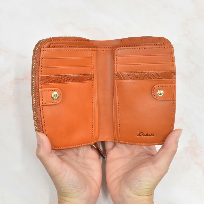 【2021新作】ダコタDakota財布二つ折りレディースミモザ二つ折り財布ミニ財布小銭入れファスナーサイフ本革革レザー2つ折り2つ折り財布ブランドおしゃれ人気かわいいコンパクト花柄ボタニカル0030251