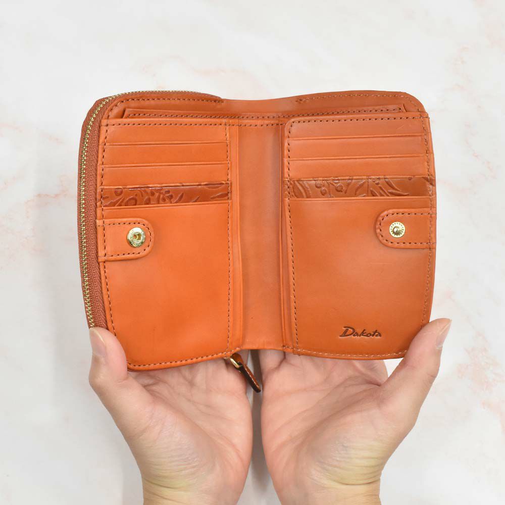【2021新作】ダコタDakota財布二つ折りレディースミモザ二つ折り財布ミニ財布小銭入れファスナーサイフ本革革レザー2つ折り2つ折り財布ブランドおしゃれ人気かわいいコンパクト花柄ボタニカル0030251