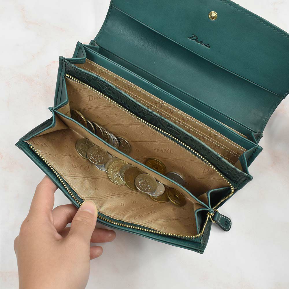 【2021新作】ダコタDakota長財布財布レディースミモザかぶせサイフ本革革レザー大容量ブランドおしゃれ人気かわいい花柄ボタニカル30代40代50代大人オレンジチョコマスタードブルー0030252