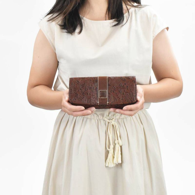 【2021新作】ダコタDakota長財布財布レディースミモザかぶせサイフ本革革レザー大容量ブランドおしゃれ人気かわいい花柄ボタニカル30代40代50代大人オレンジチョコマスタードブルー0030252