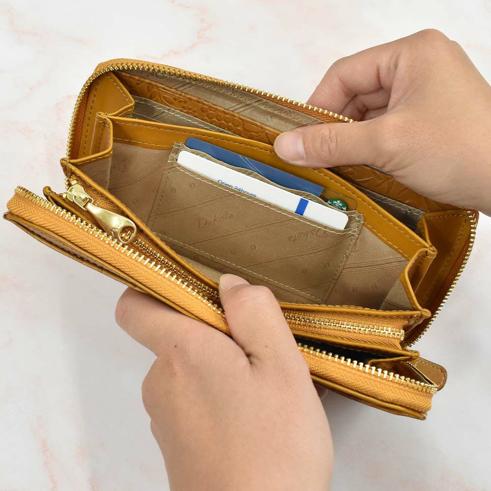 【エントリーで更に最大+8倍|7/15】【2021新作】ダコタDakota長財布財布レディースミモザラウンドファスナーレディース財布レディース長財布本革革レザー大容量ブランドおしゃれかわいい花柄ボタニカル30代40代50代大人女性使いやすい0030253