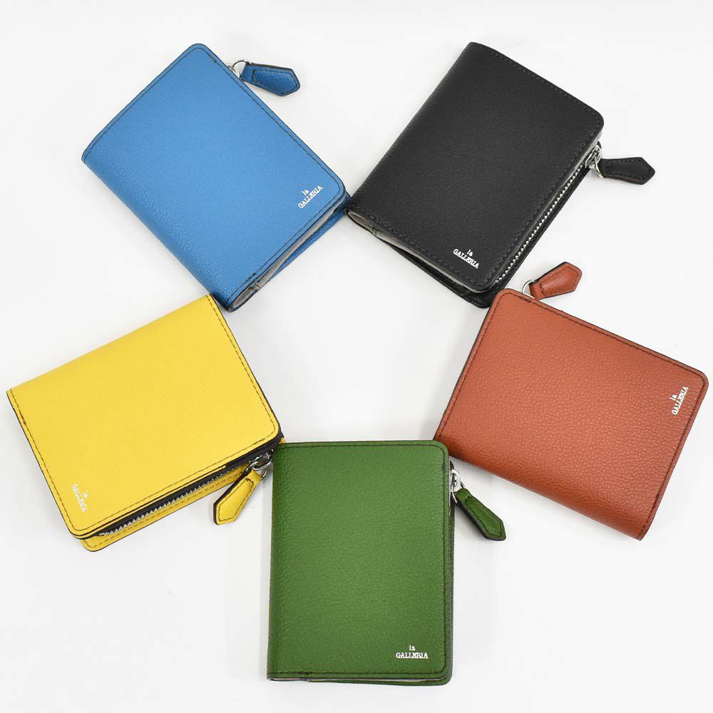 財布二つ折り本革メンズレディースlaGALLERIAラ・ガレリアファスナー型小銭入れミドルウォレット二つ折り財布2つ折り財布革牛革レザー折りたたみ小銭入れ付きブランドおしゃれ大容量人気おすすめ2622