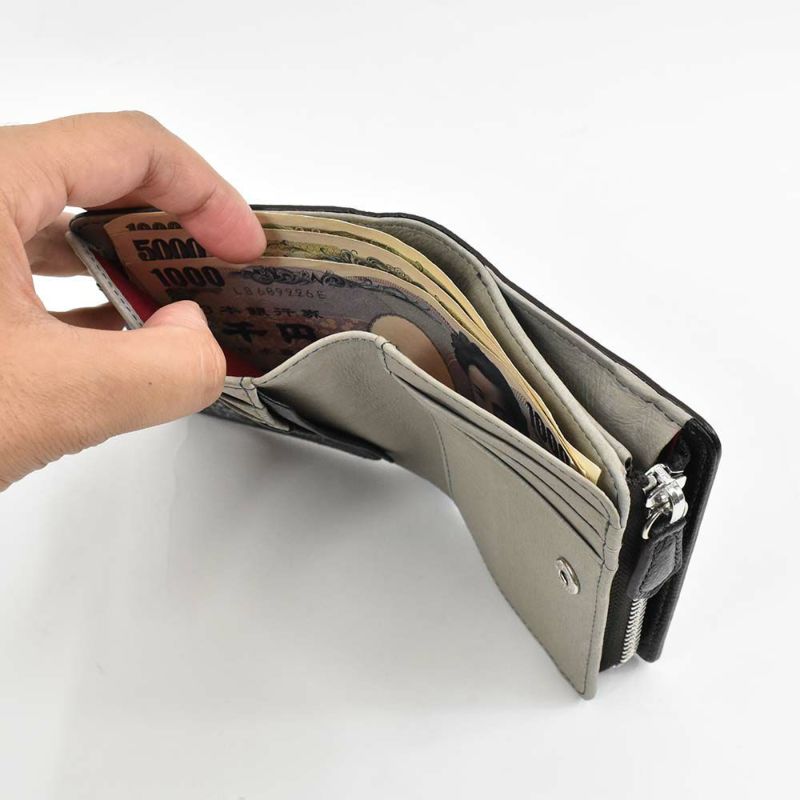 財布二つ折り本革メンズレディースlaGALLERIAラ・ガレリアファスナー型小銭入れミドルウォレット二つ折り財布2つ折り財布革牛革レザー折りたたみ小銭入れ付きブランドおしゃれ大容量人気おすすめ2622