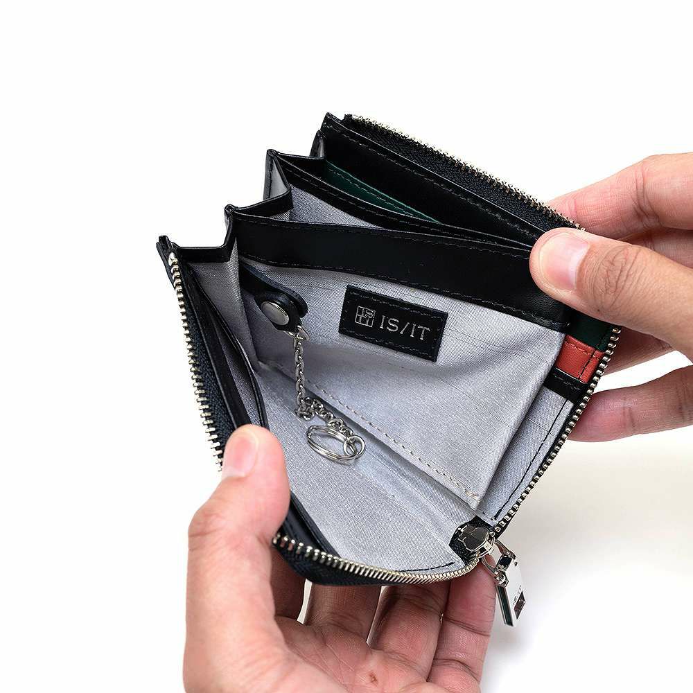 IS/IT財布小銭入れミニ財布コンパクト財布ラウンドファスナーイズイット本革革レザーメンズレディースキャッシュレスコンパクトコインケース小さい財布ブランドビジネス979603
