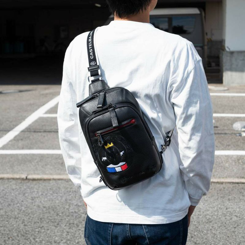 カステルバジャックボディバッグワンショルダーバッグCASTELBAJACリンク大きめ大容量本革革レザーメンズレディースバッグボディバック斜めがけバッグ斜め掛けバッグブランド30912