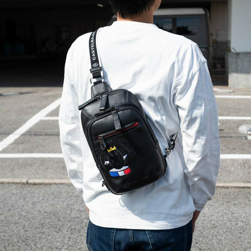 カステルバジャックボディバッグワンショルダーバッグCASTELBAJACリンク大きめ大容量本革革レザーメンズレディースバッグボディバック斜めがけバッグ斜め掛けバッグブランド30912