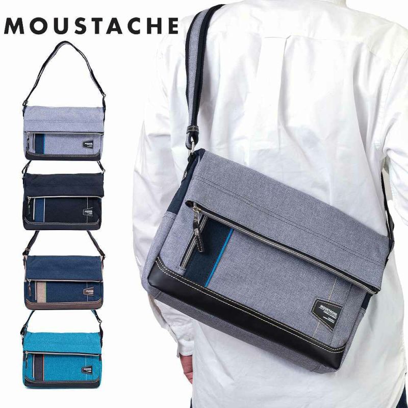 MOUSTACHEショルダーバッグ口折れムスタッシュメンズレディースショルダーショルダーバック斜めがけ斜め掛けバッグバックおしゃれかっこいいカジュアル人気通学軽量ブランド大人ナイロン30代40代50代JLG4662