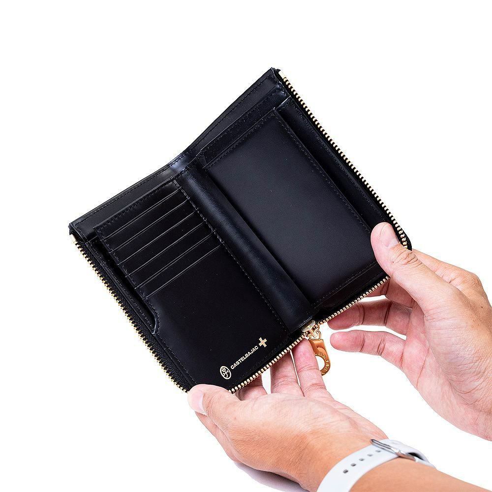 【2022新作】カステルバジャック財布ミドルウォレットジェルマンラウンドファスナー縦型二つ折りメンズレディースCASTELBAJAC二つ折り財布本革レザー2つ折り財布人気ブランド63613