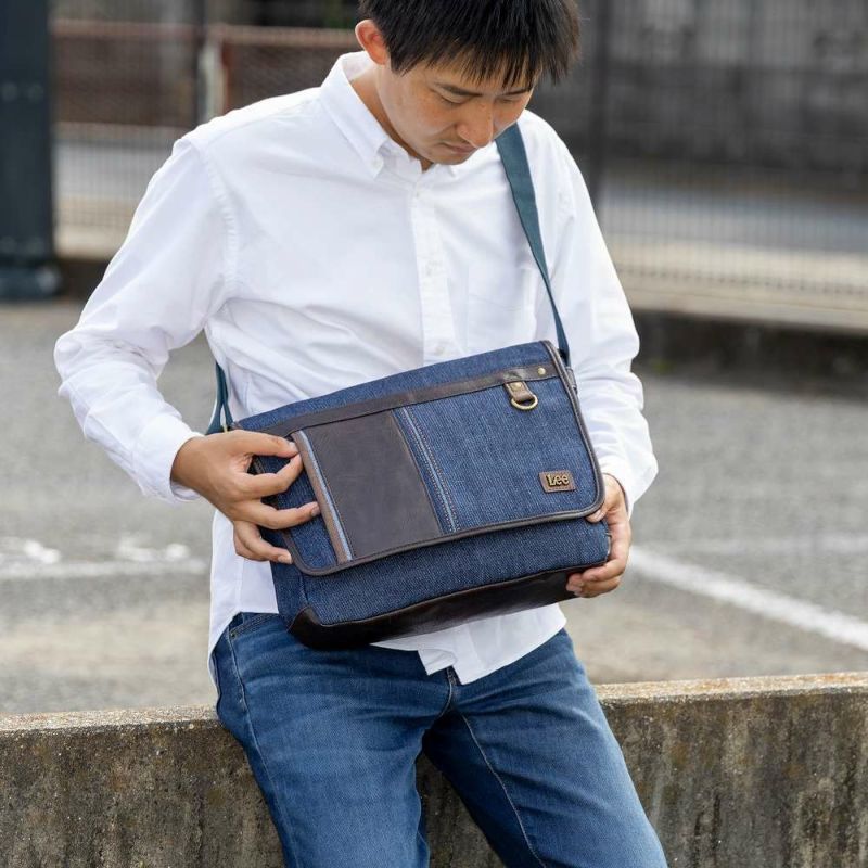 LeeリーショルダーバッグA4デニムメンズレディースブランドバッグ大容量大きめ斜め掛けバッグ斜めがけバッグ肩掛けカバン人気シンプル大人おしゃれ320-3266
