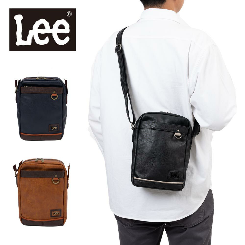 Leeリーショルダーバッグメンズレディース縦型ブランド合皮ショルダーバック斜め掛けバッグ斜めがけバッグ人気大人シンプルコンパクトおしゃれ320-3107