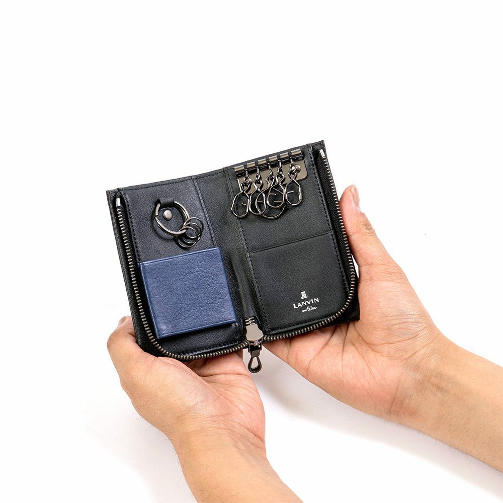 LANVINenBleuキーケースランバンオンブルーマルセイユスマートキー本革革レザーメンズレディースファスナー付き5連鍵入れ鍵ケースコンパクト人気ブランドおしゃれ大容量ギフト男性536602