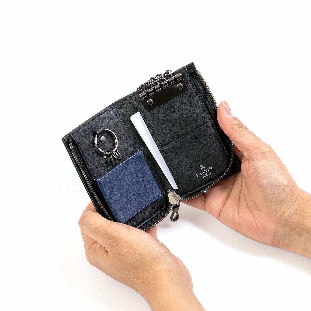 LANVINenBleuキーケースランバンオンブルーマルセイユスマートキー本革革レザーメンズレディースファスナー付き5連鍵入れ鍵ケースコンパクト人気ブランドおしゃれ大容量ギフト男性536602
