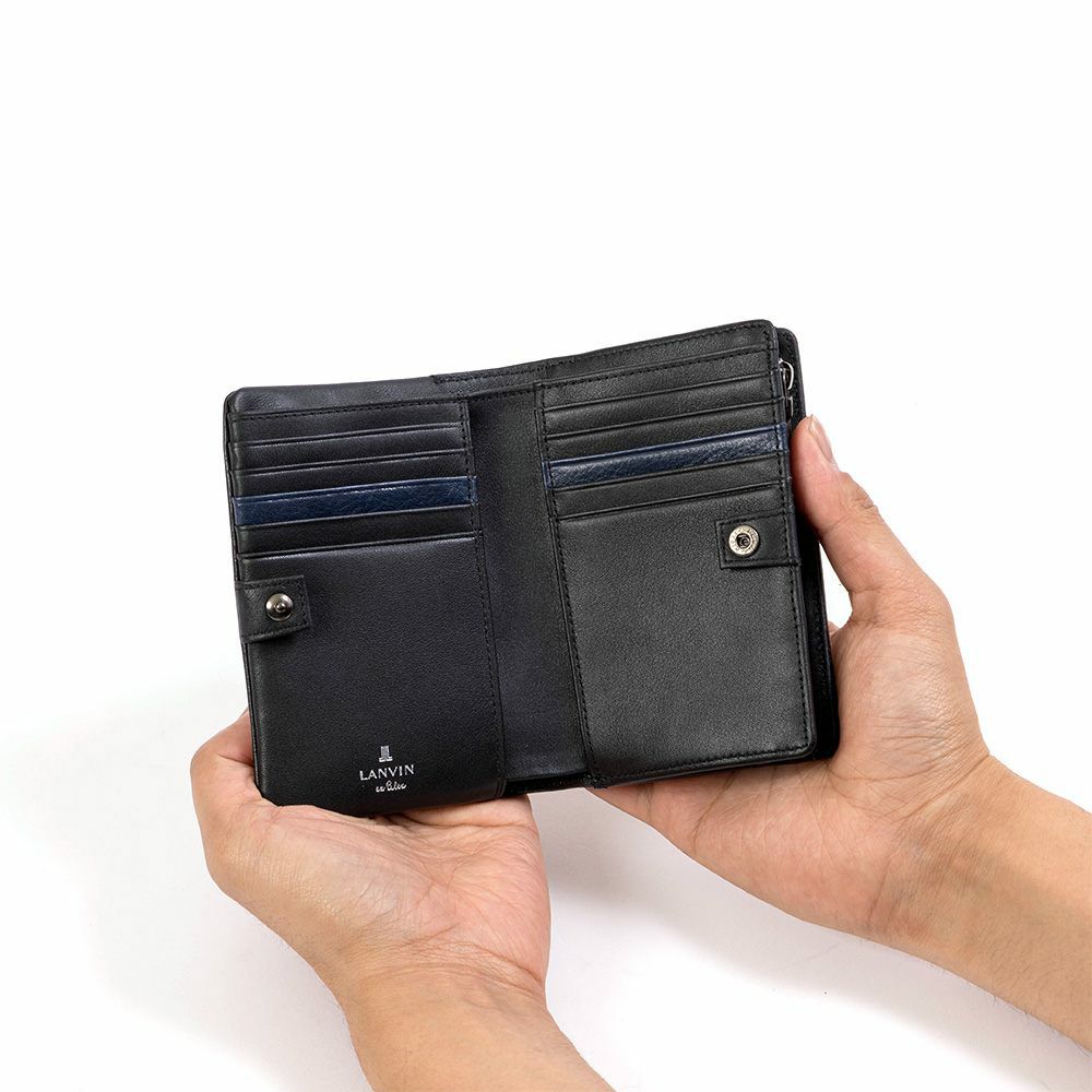 LANVINenBleu二つ折り財布ミドルウォレットランバンオンブルーマルセイユ縦型財布二つ折りメンズレディース本革レザー男性ギフトプレゼント大容量人気ブランドランバンオンブルー536604