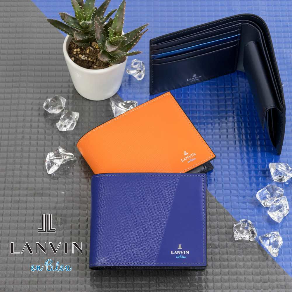 LANVINenBleu二つ折り財布ランバンオンブルーパーシャル財布二つ折りメンズレディース2つ折り財布本革レザー男性折りたたみギフトプレゼント人気ブランドランバンオンブルービジネス555613