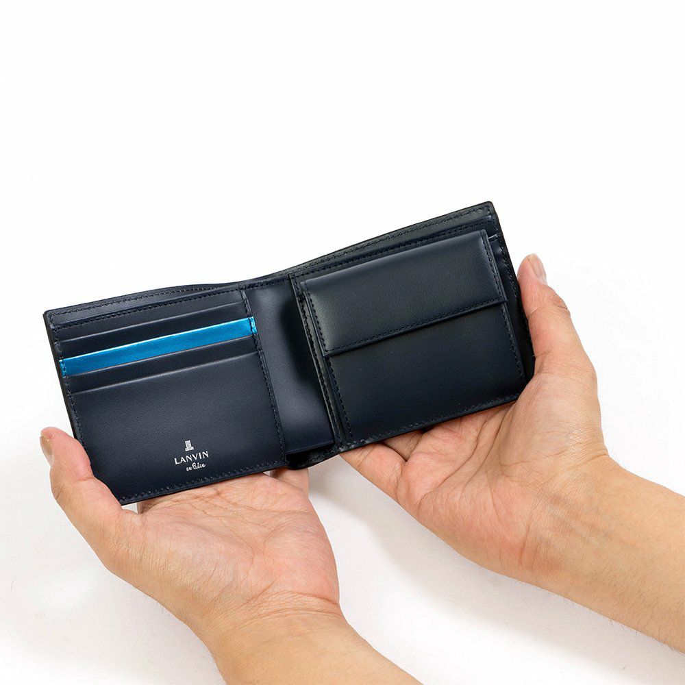 LANVINenBleu二つ折り財布ランバンオンブルーパーシャル財布二つ折りメンズレディース2つ折り財布本革レザー男性折りたたみギフトプレゼント人気ブランドランバンオンブルービジネス555613