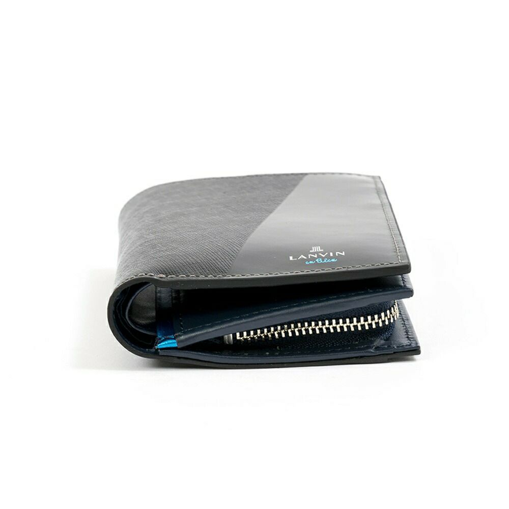 LANVINenBleu二つ折り財布ミドルウォレットランバンオンブルーパーシャル縦型財布二つ折りメンズレディース本革レザー男性ギフトプレゼント大容量人気ブランドランバンオンブルー555614