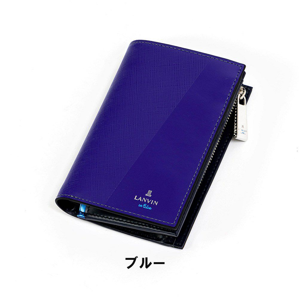 LANVINenBleu二つ折り財布ミドルウォレットランバンオンブルーパーシャル縦型財布二つ折りメンズレディース本革レザー男性ギフトプレゼント大容量人気ブランドランバンオンブルー555614