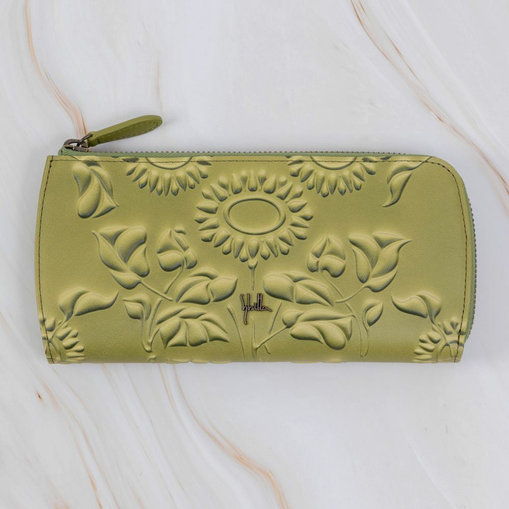 シビラ財布sybilla長財布L字ファスナーソンブラレディースブランド大容量ファスナー付きかわいい本革革花柄緑色オレンジブルーグリーン5470444