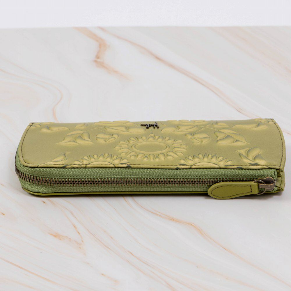 シビラ財布sybilla長財布L字ファスナーソンブラレディースブランド大容量ファスナー付きかわいい本革革花柄緑色オレンジブルーグリーン5470444