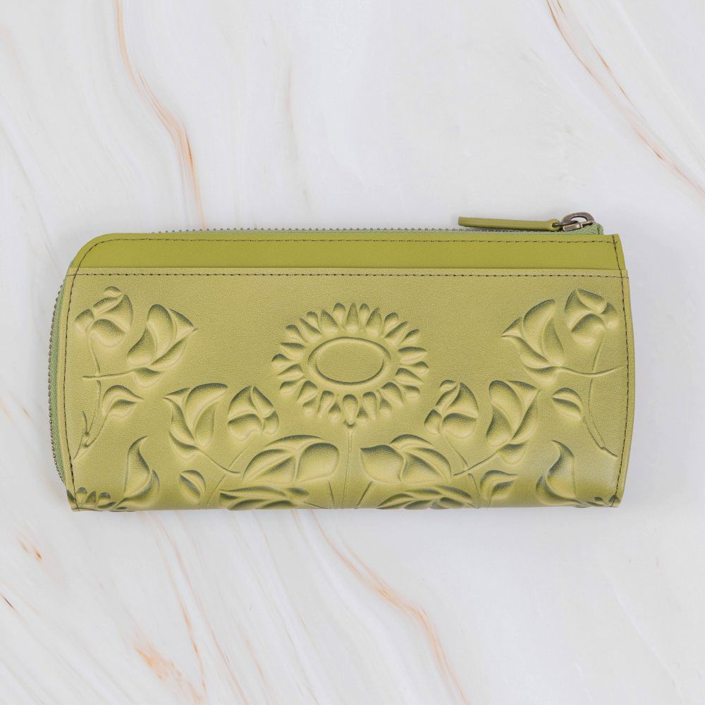 シビラ財布sybilla長財布L字ファスナーソンブラレディースブランド大容量ファスナー付きかわいい本革革花柄緑色オレンジブルーグリーン5470444