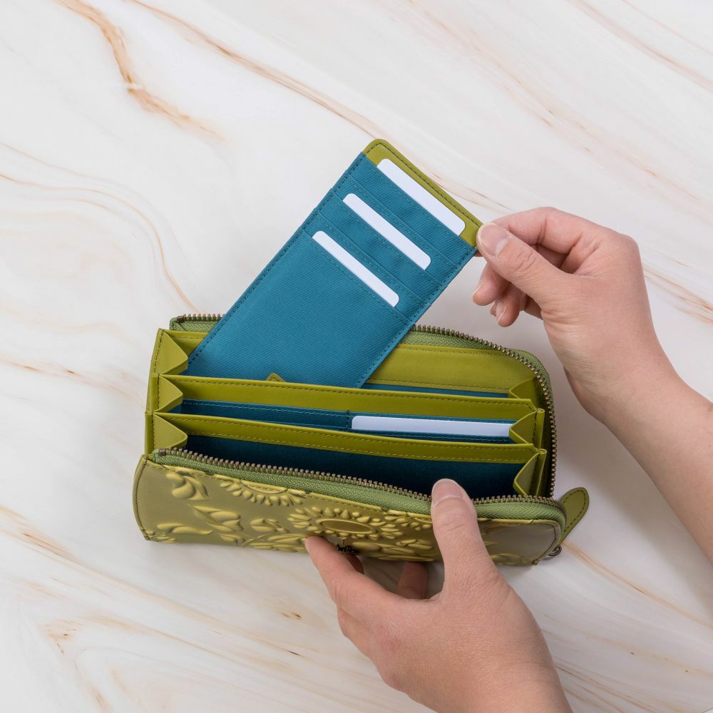 シビラ財布sybilla長財布L字ファスナーソンブラレディースブランド大容量ファスナー付きかわいい本革革花柄緑色オレンジブルーグリーン5470444