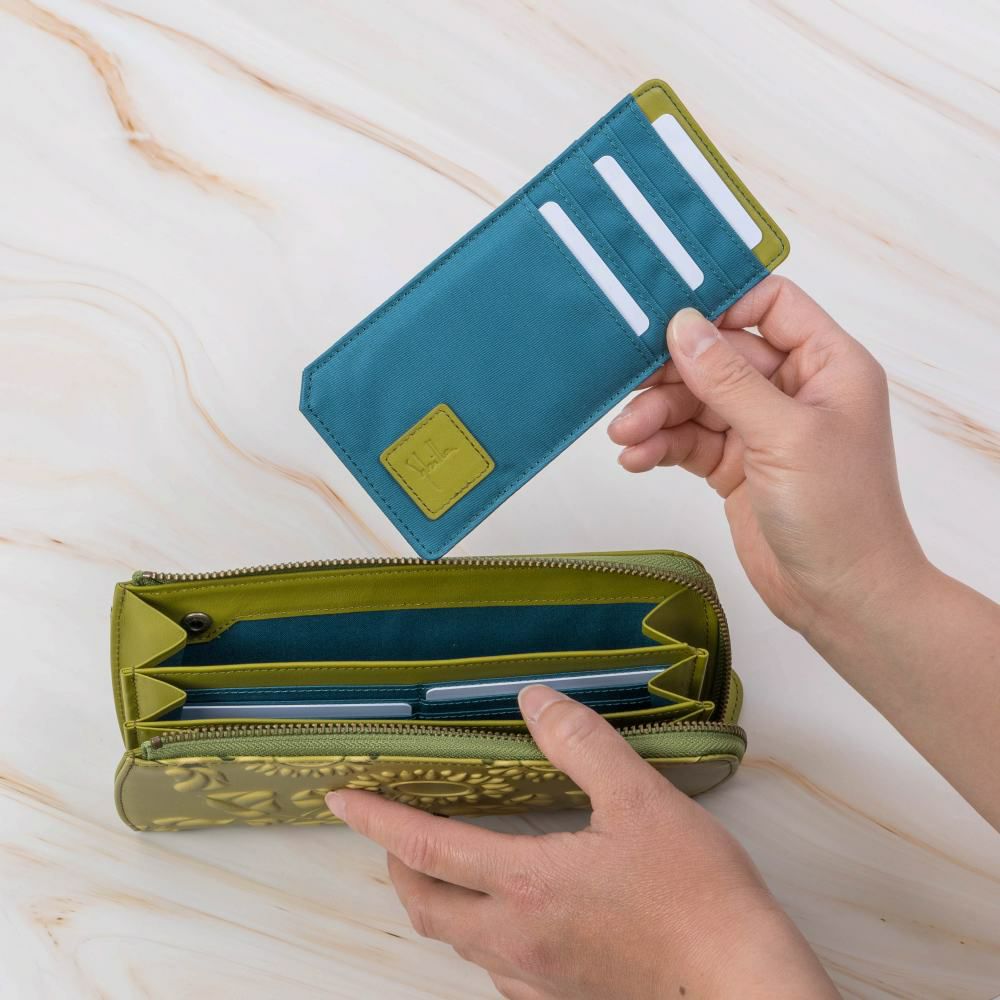 シビラ財布sybilla長財布L字ファスナーソンブラレディースブランド大容量ファスナー付きかわいい本革革花柄緑色オレンジブルーグリーン5470444